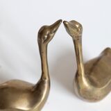 Pair of vintage brass swans