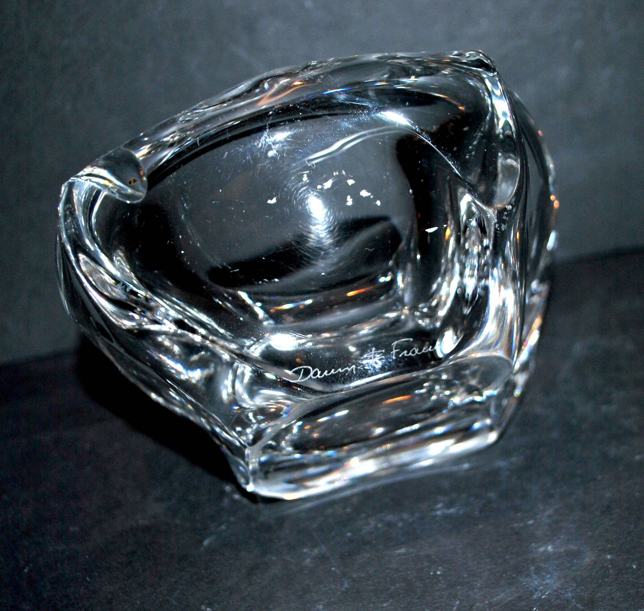 Daum crystal ashtray signed design modernist 1950-1960