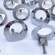 Lot de 18 boutons de meuble métal chromé design années 70