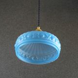Old pendant lamp in blue translucent glass - circa 1930 - delivered with