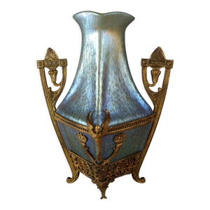 Vase verre irisé papillon/candia