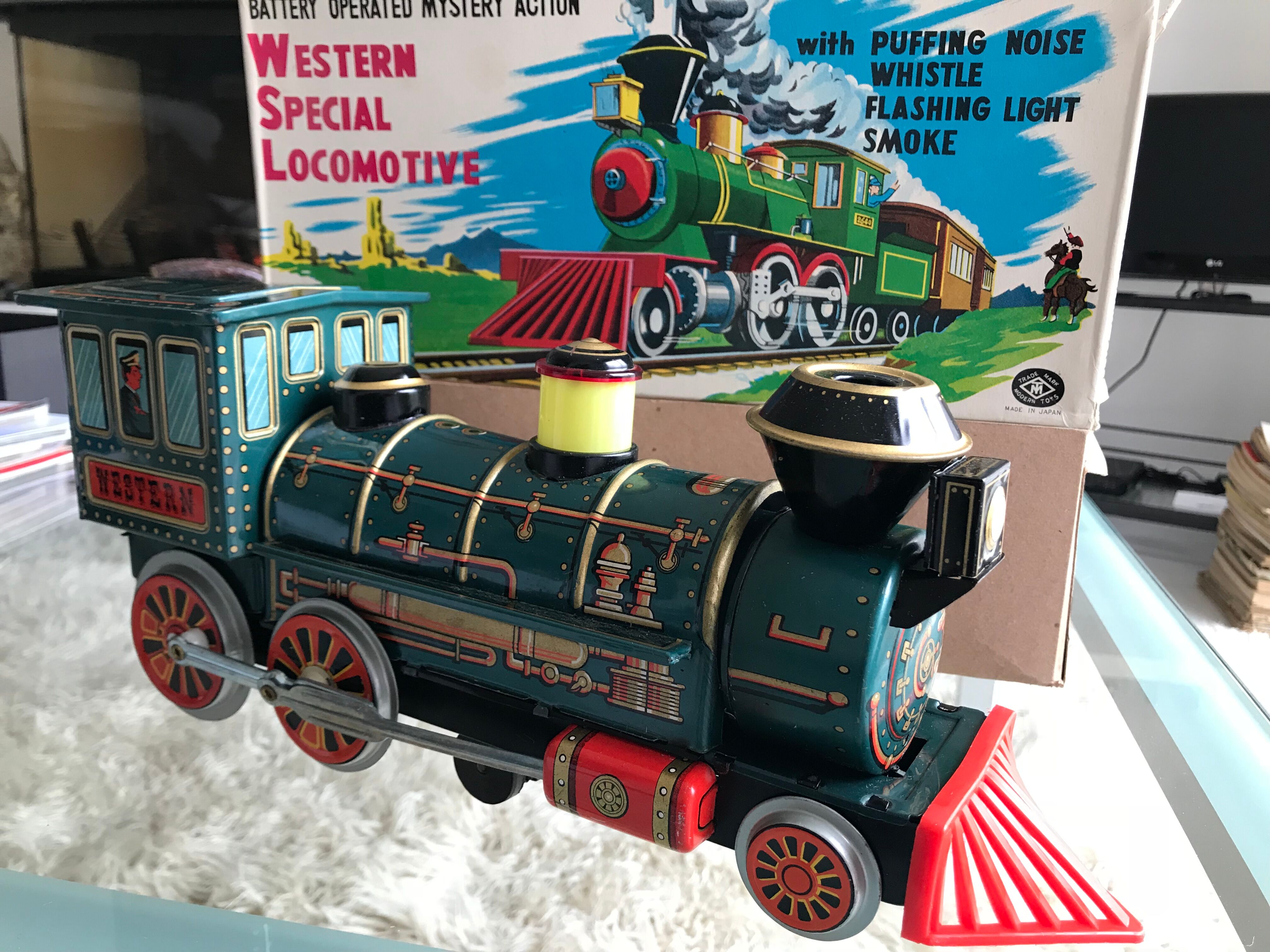 Jouet Ancien Locomotive à Vapeur En Tôle - Sérigraphiée - Années 50/60