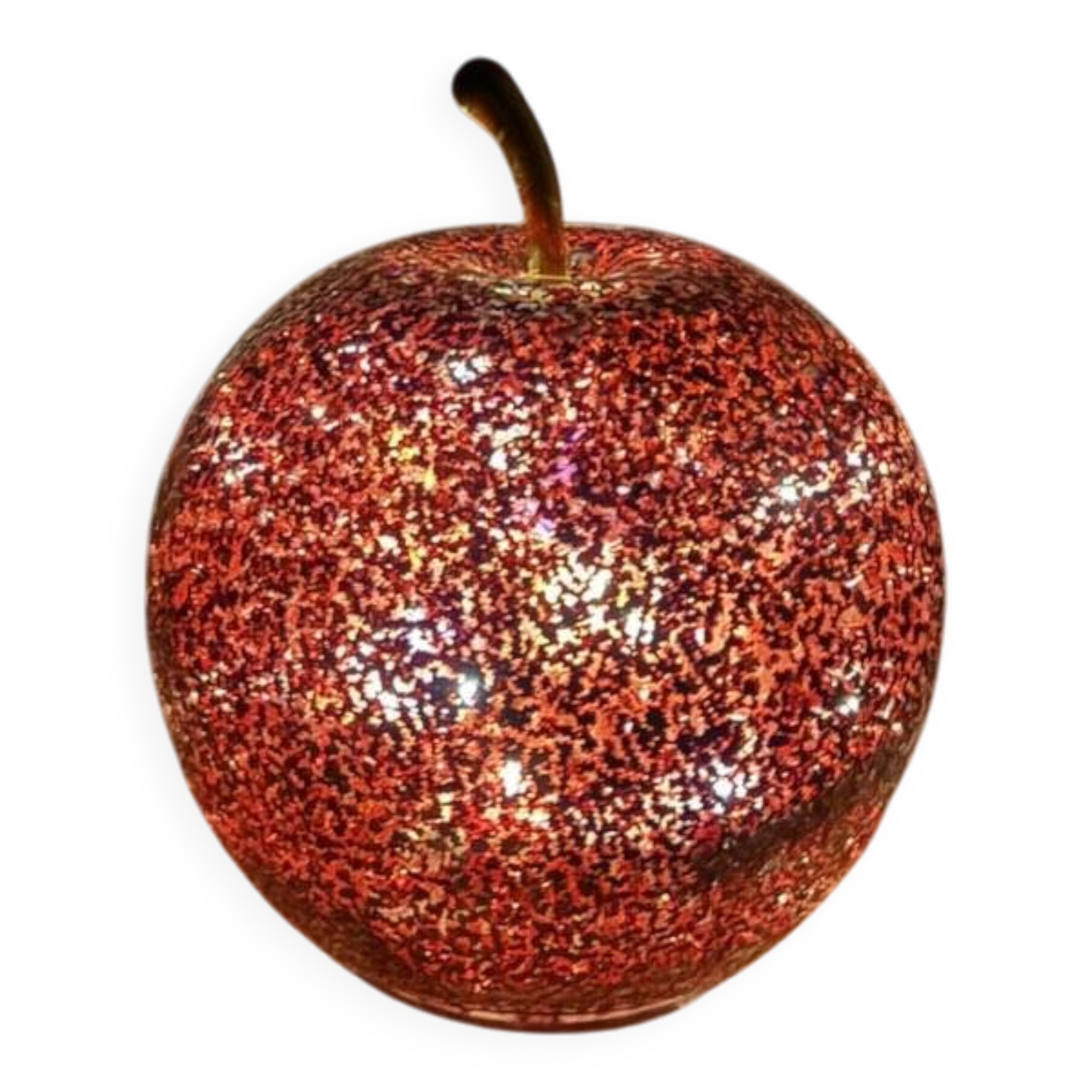 Red & pink glitter glass apple lamp – vintage