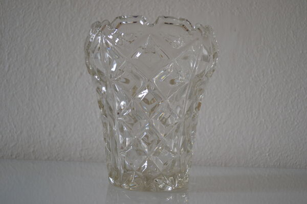 Vase vintage cristal moule tchecoslovaquie annees 50