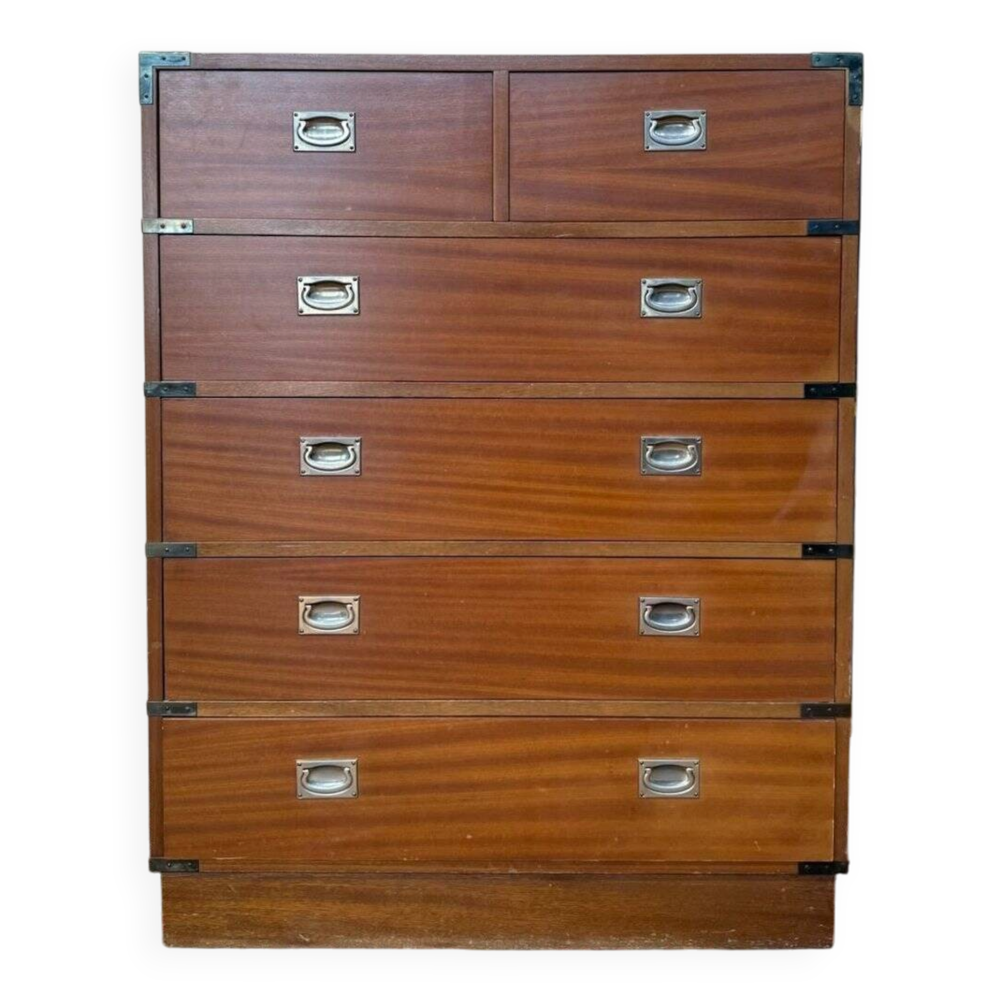 Commode marine Anglaise acajou et laiton — style Campaign 1960