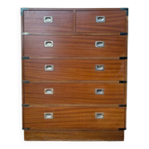 Commode marine Anglaise acajou et laiton — style Campaign 1960