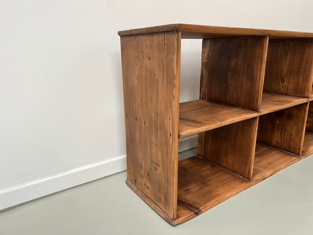 Antique pine storage cabinet with lockers