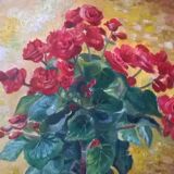 Painting “Red Begonia in pot”