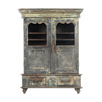 2 drawer wooden glass cabinet
