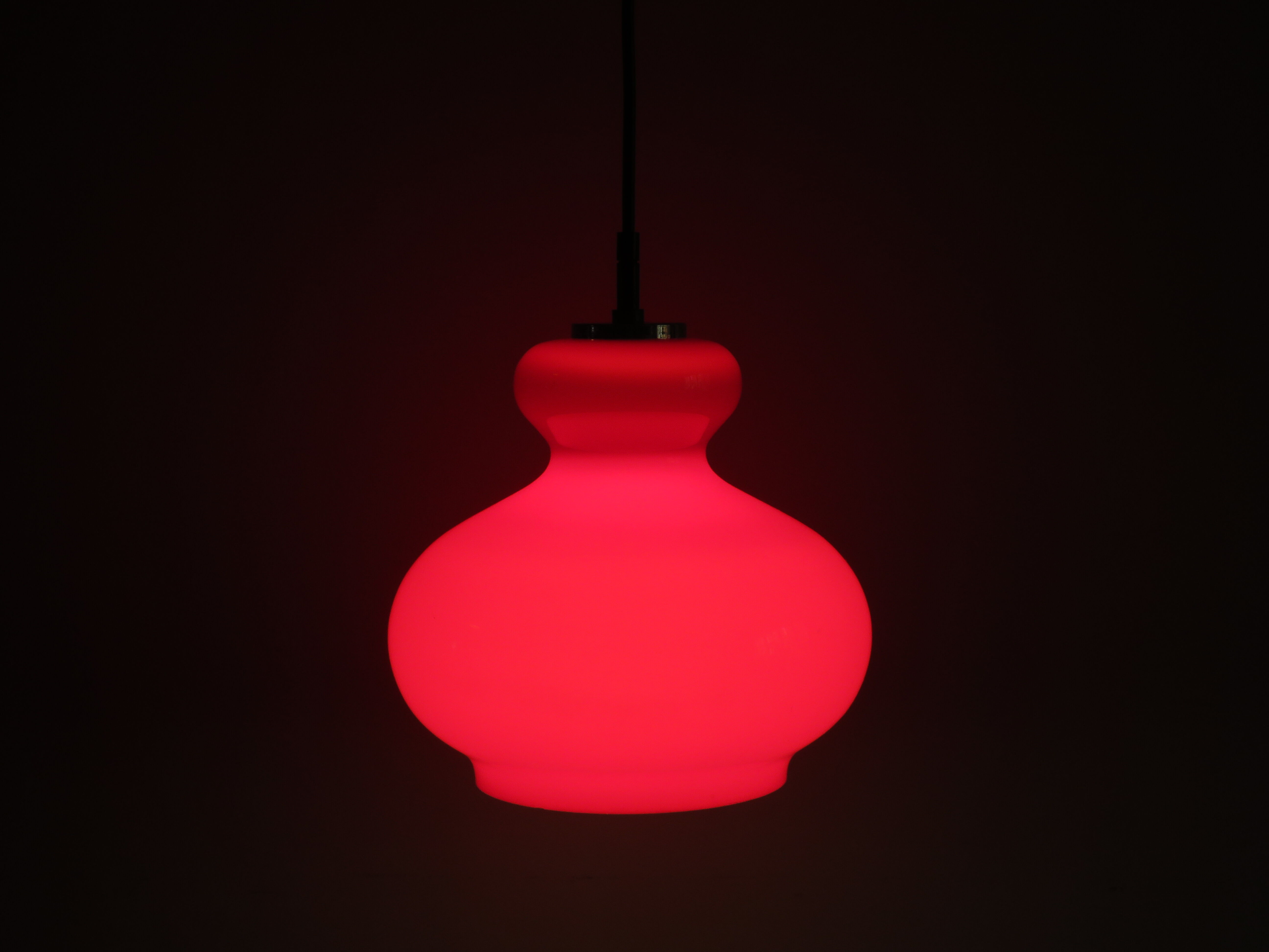 Red glass pendant lamp Peill & Putzler, Germany 1960-1970