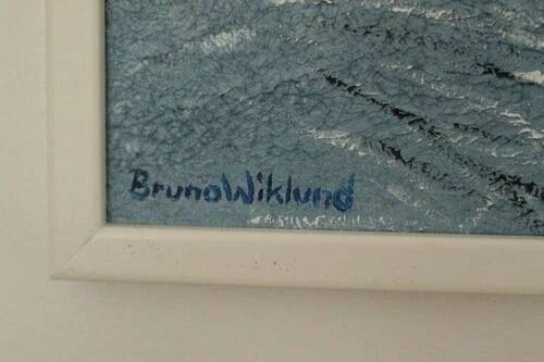 Oil on Canvas “Orrtupparna Samlas” by Bruno Wiklund,Vintage & Framed 61x53cm