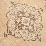 3x13 Beige & Brown Geometric Vintage Runner Rug, Long Runner Rug,