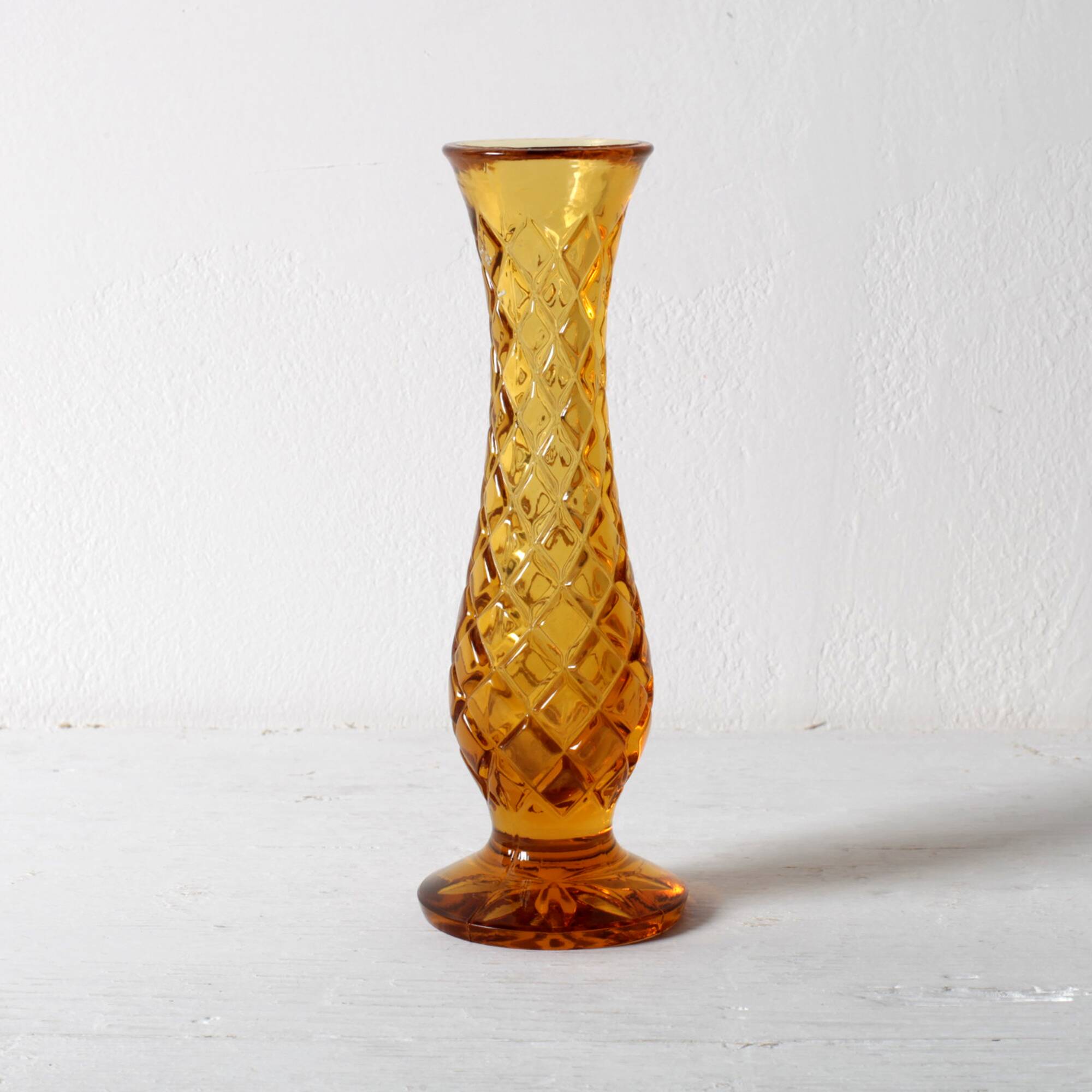 Small Vintage Amber Glass Vase / Mid-century Stylish Vase / Czechoslovakia