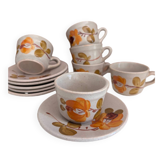 St Amand earthenware coffee cups and saucers