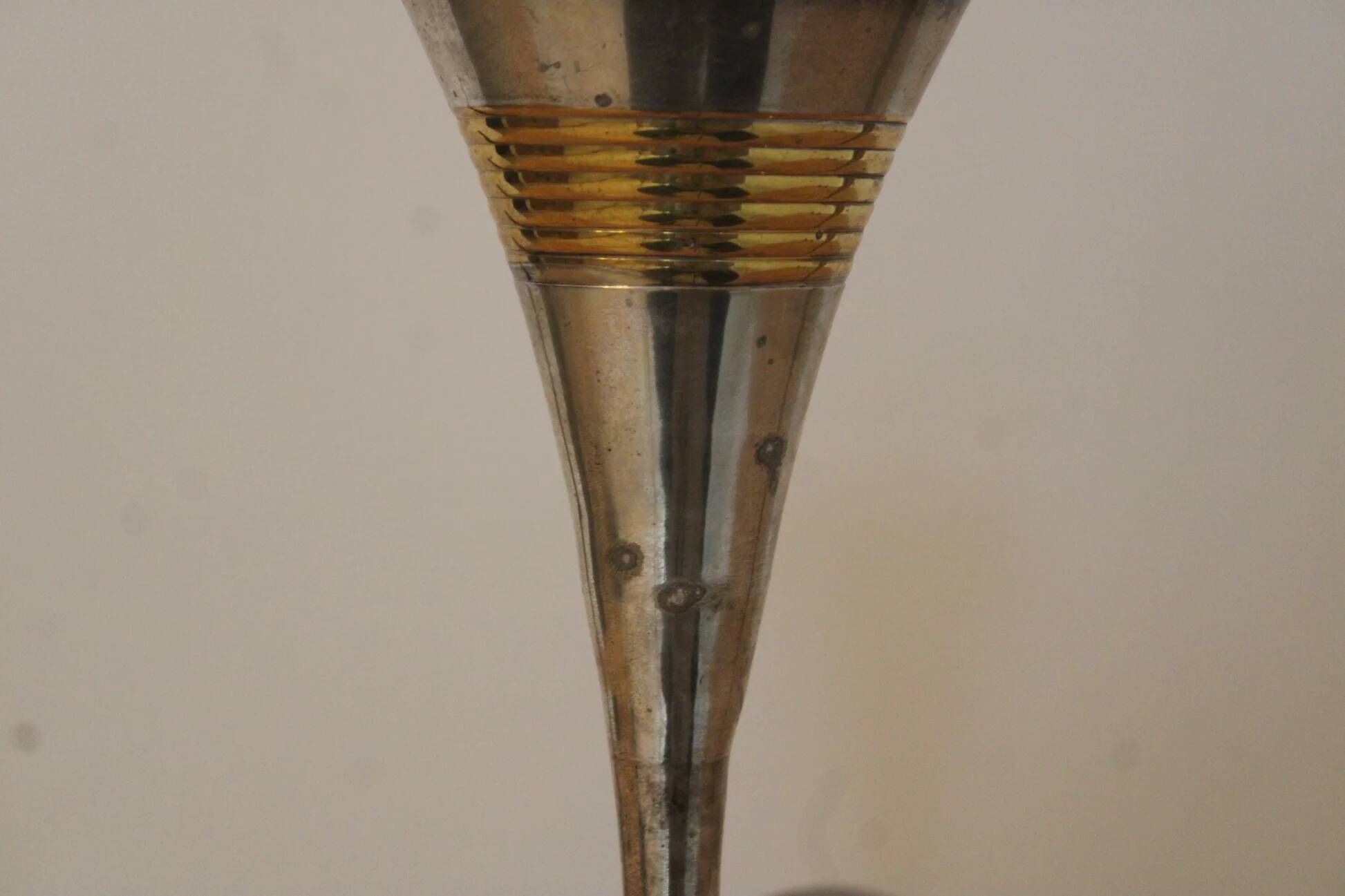 Set of 3 vintage silver-plated and gold footed cups.
