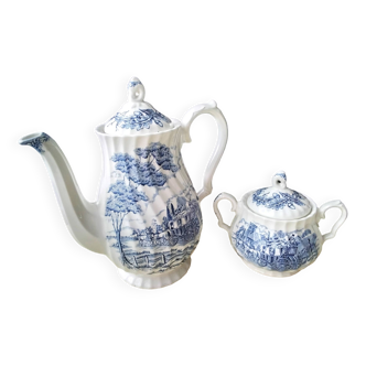 Myott Royal Mail English porcelain coffee pot and sugar bowl