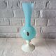 Grand VASE décoratif rétro pied opaline bleue, vase vintage Italie