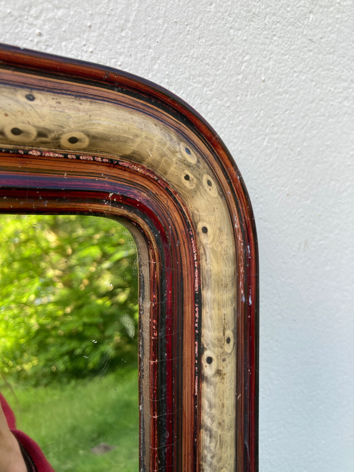 Mirror louis philippe old nineteenth in brown and beige wood