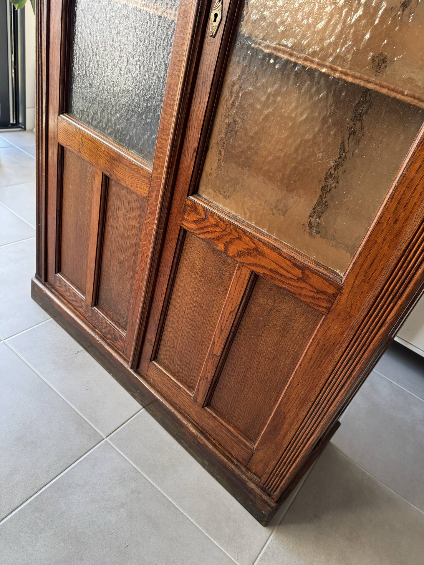 Old glass cabinet, vintage bookshelf, display case, cabinet, pharmacy.