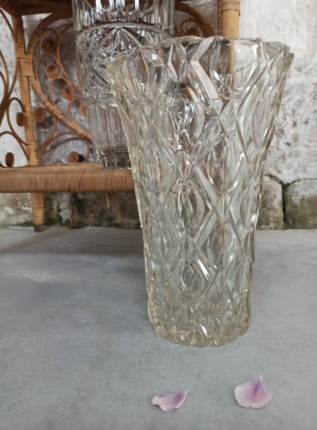 Four bohemian crystal vases