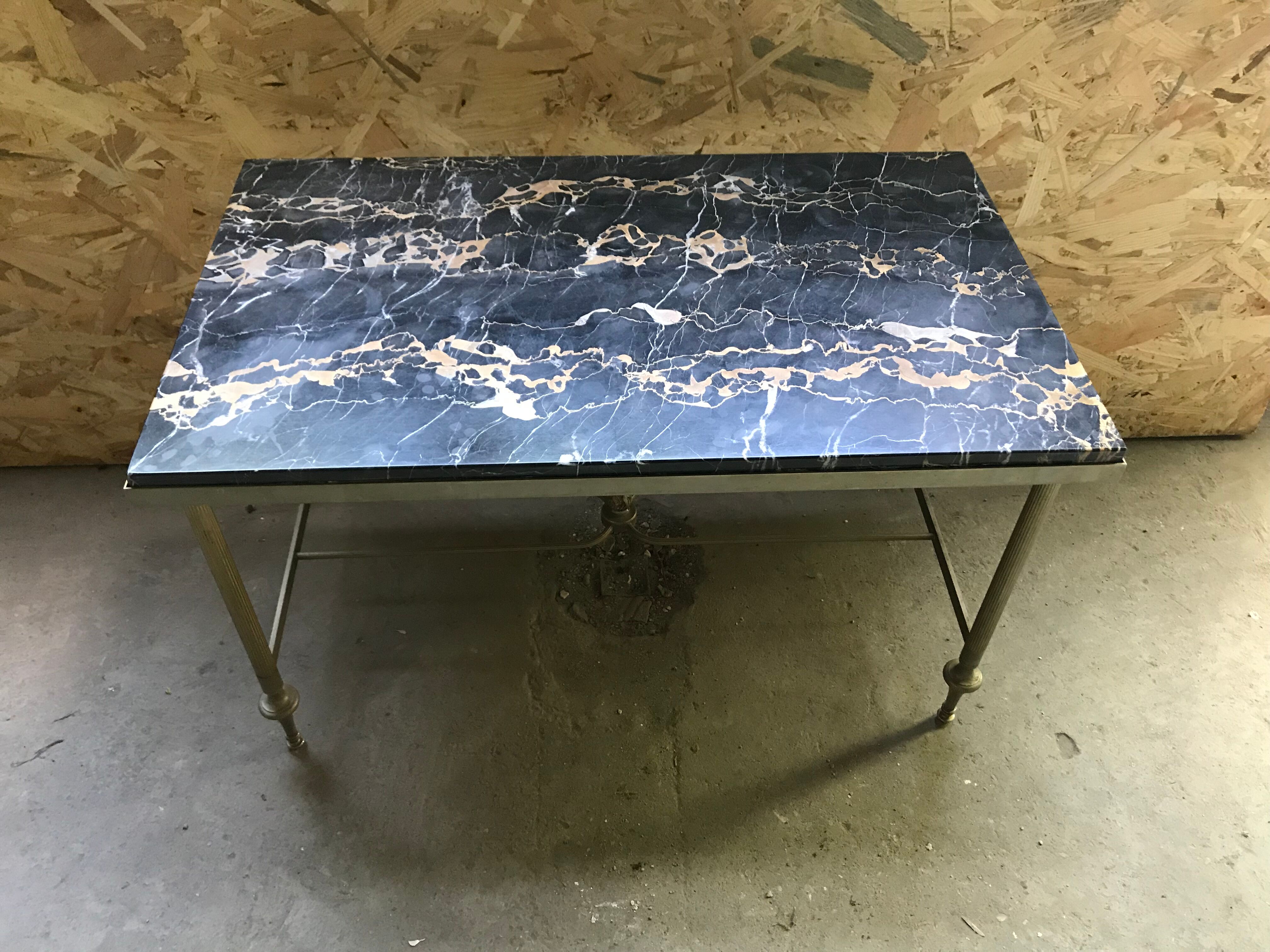Brass and marble coffee table