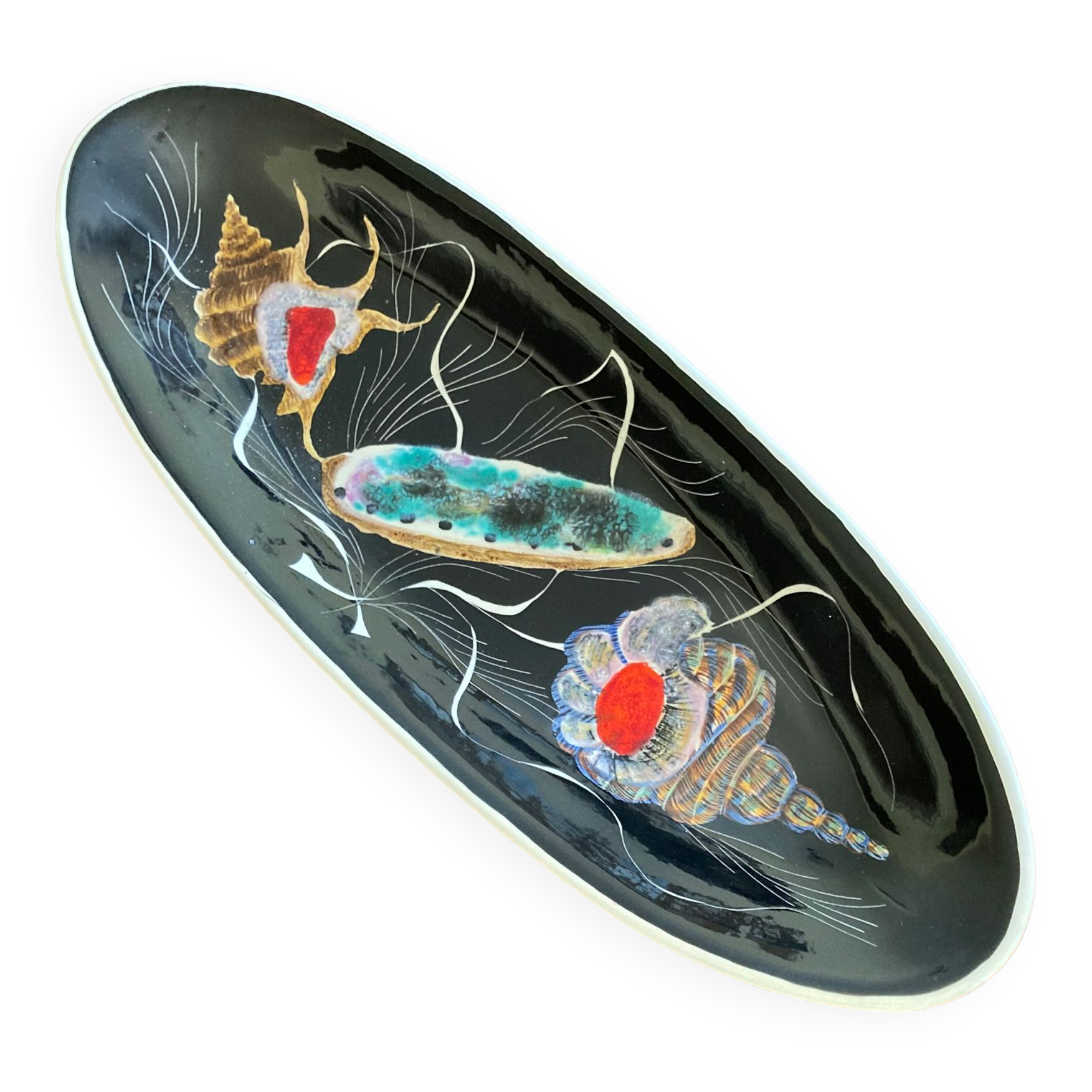 Obongue table dish decorative service 50s Quimper Le Pemp Bastian