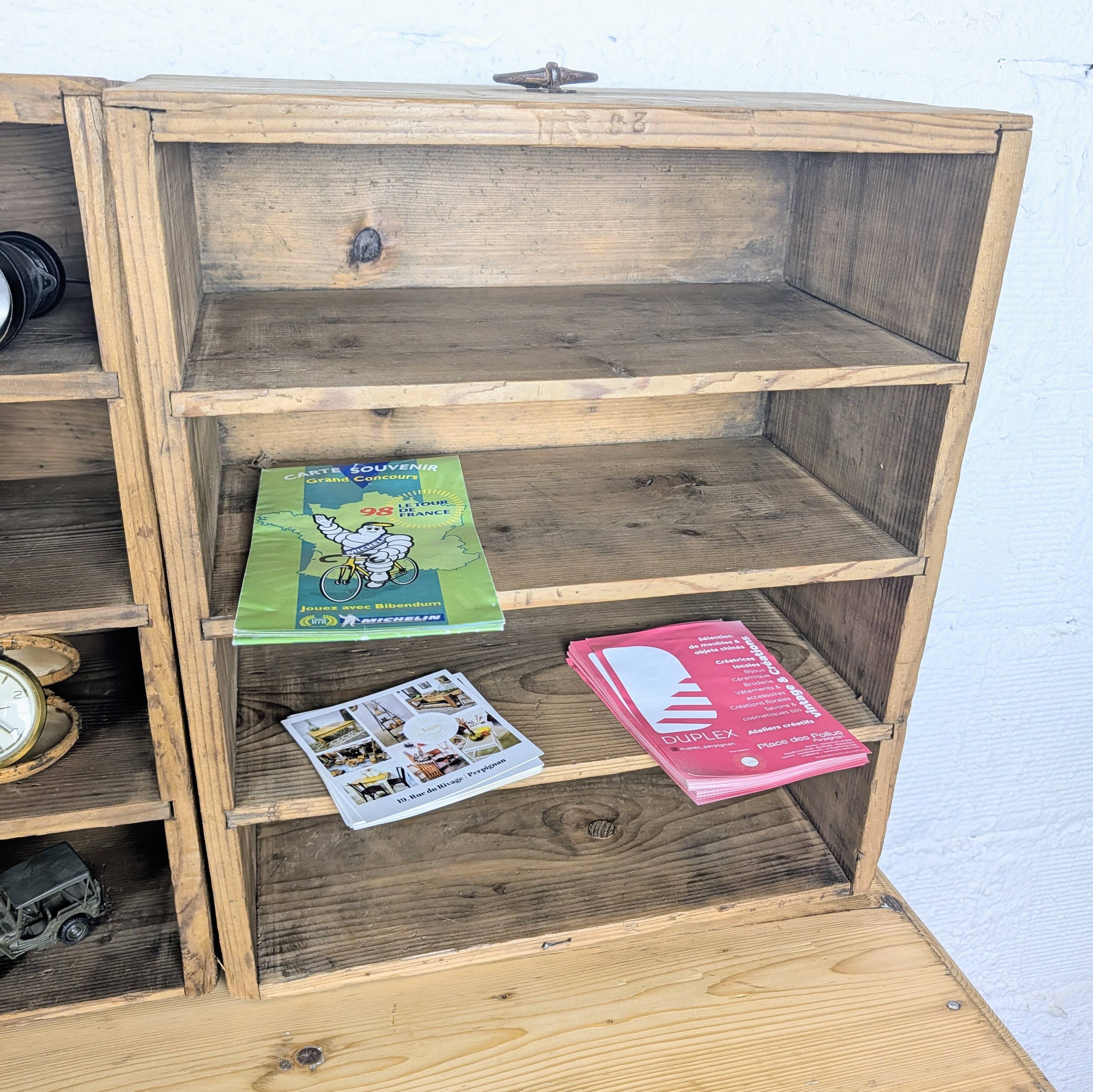 Vintage wooden lockers with compartments