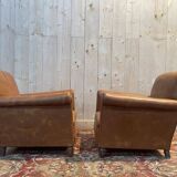 Pair of Club armchairs in imitation leather