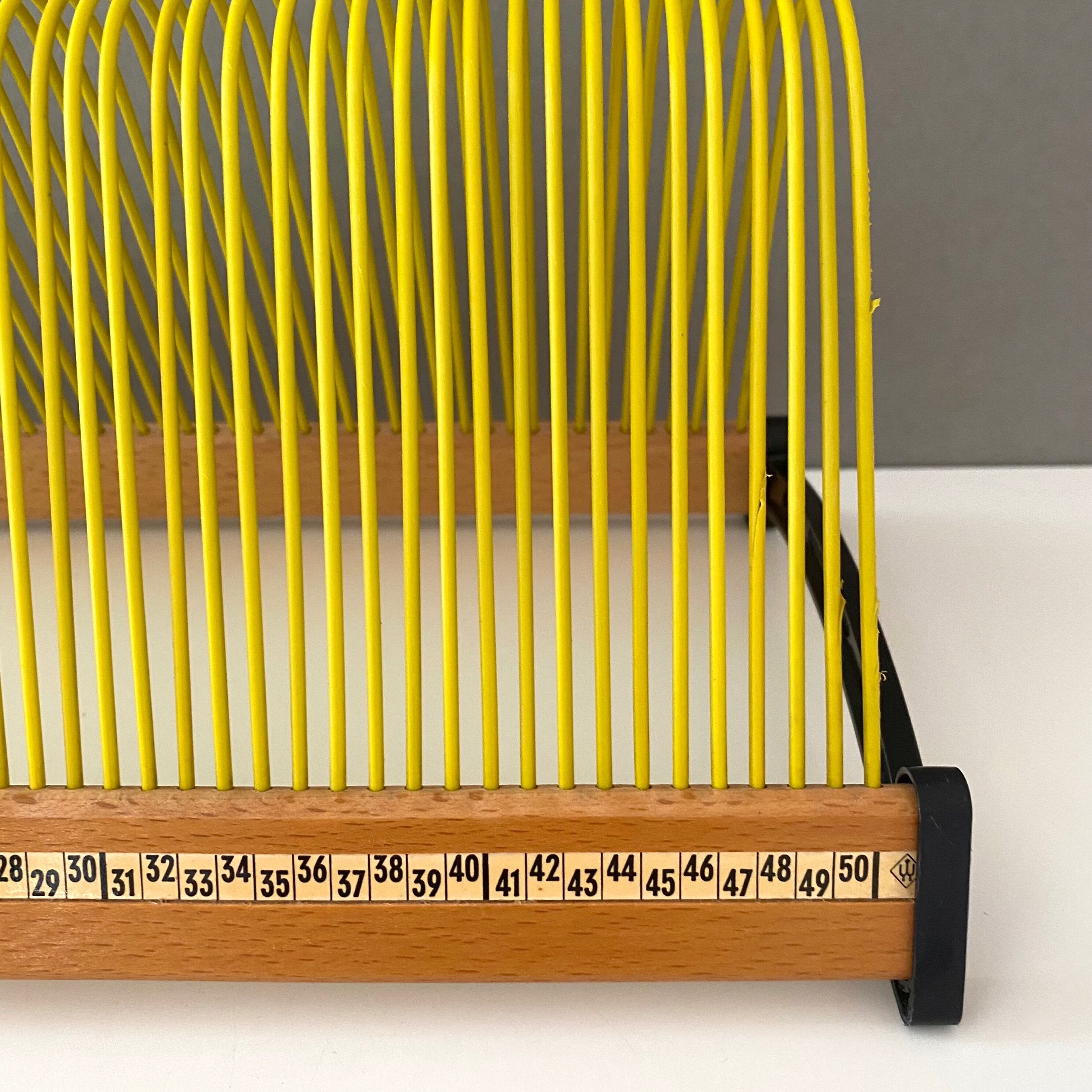Vintage record stand, vinyl record holder, plattofix germany, yellow 50 records