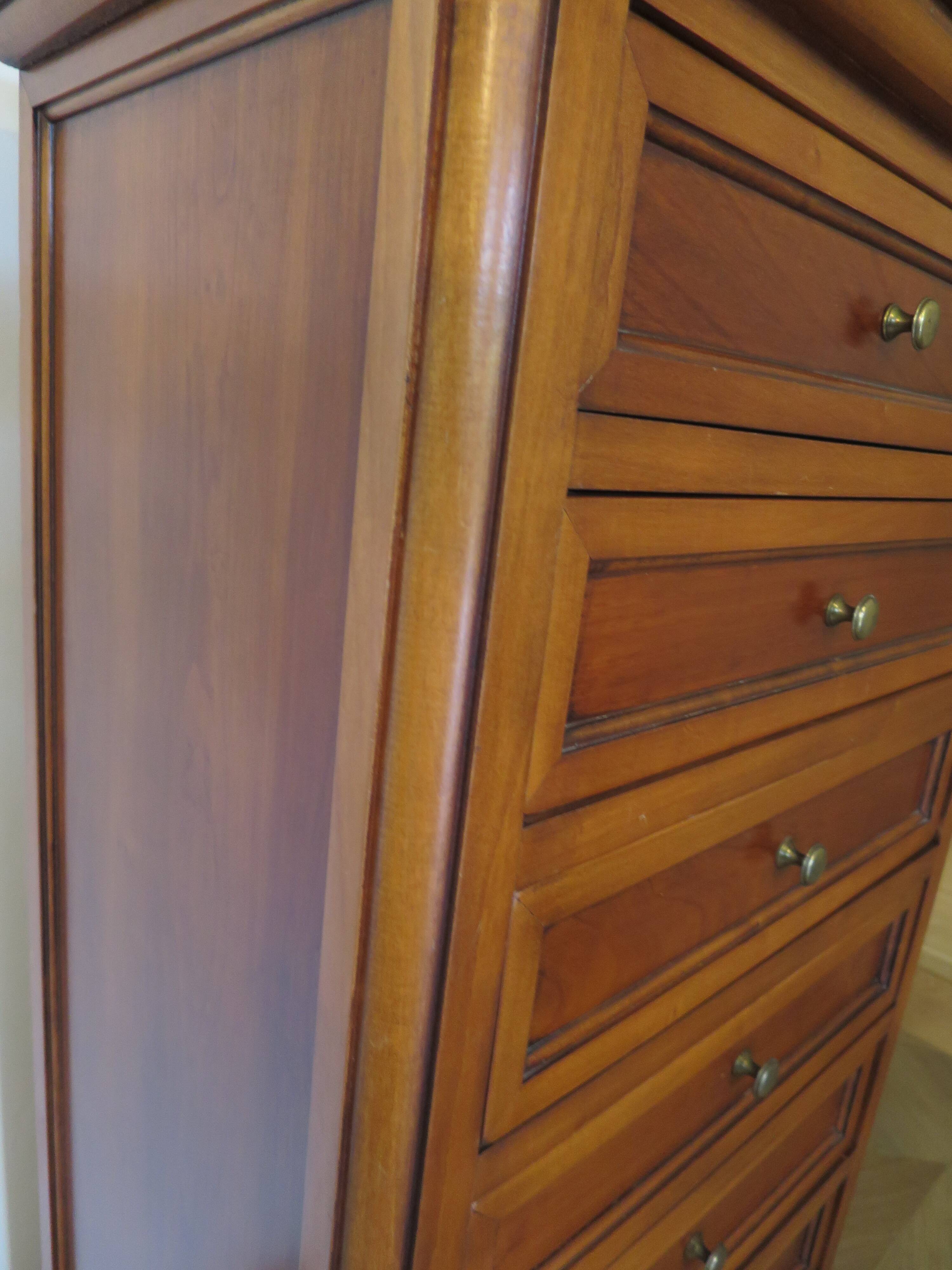 Rare Louis Philippe chest of drawers with 7 drawers from the 80s in cherry wood