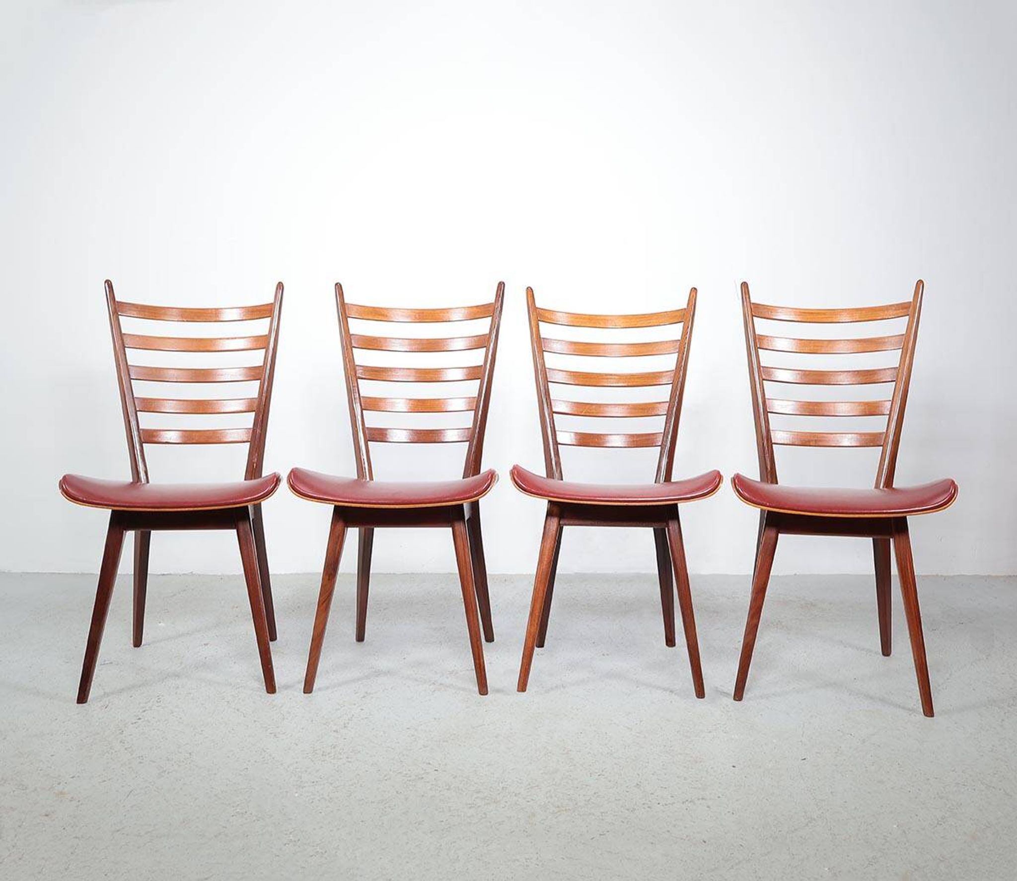 Vintage teak wooden ladder chairs, 1960s