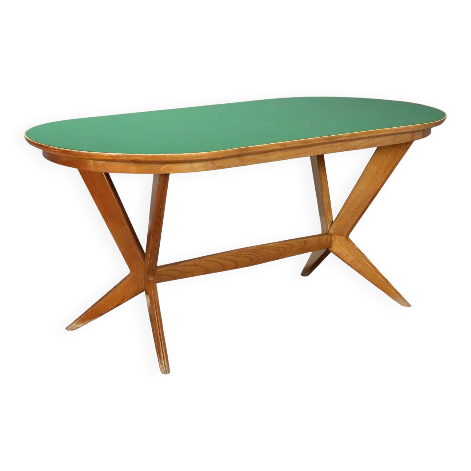 Table vintage des années 1960 avec plateau elliptique