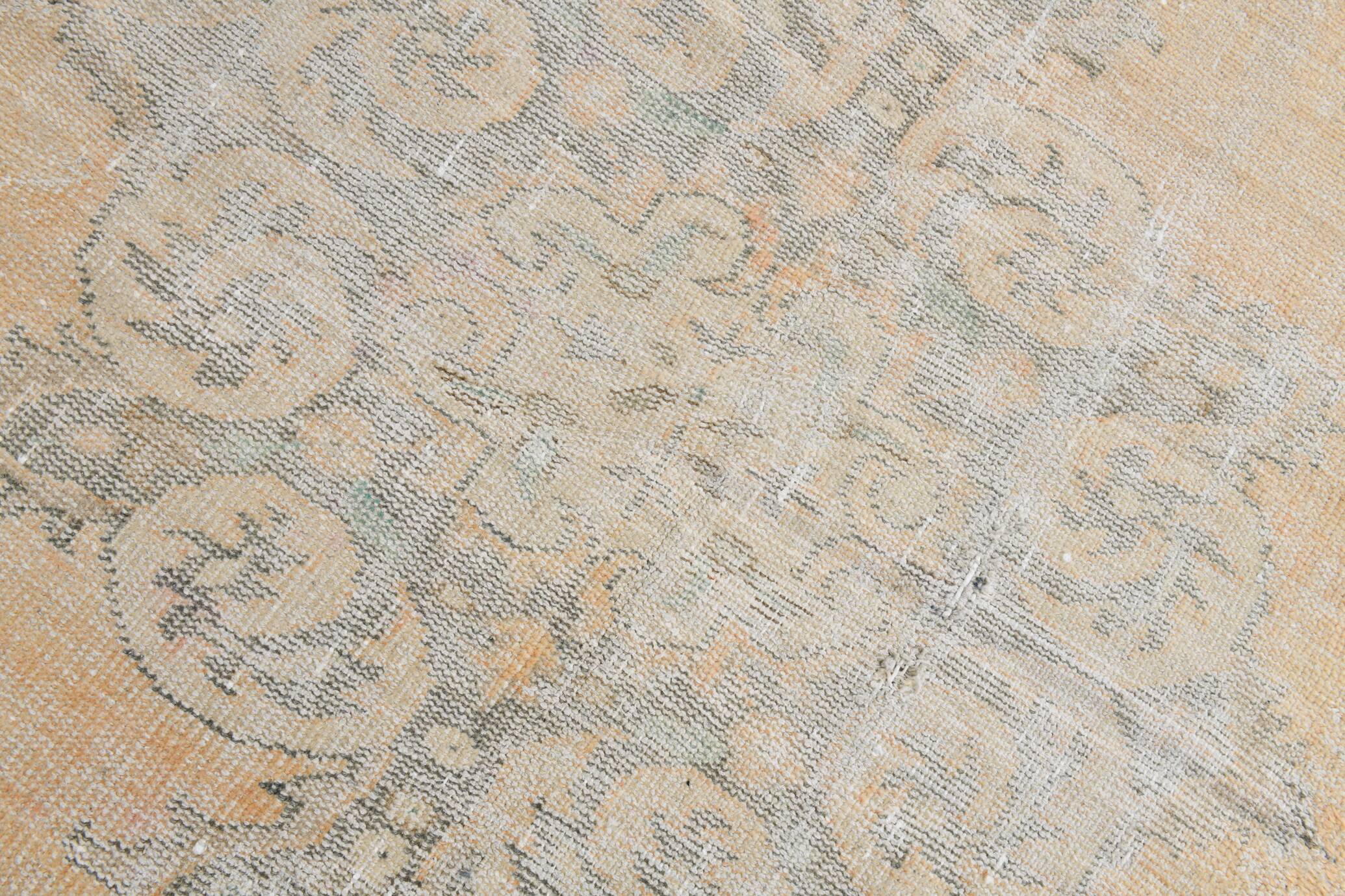 7x10 Light Yellow & Beige Vintage Rug 203x297Cm SK 21426