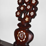 4 Asian armchairs in carved wood and mother-of-pearl inlaid, early twentieth century