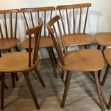 Set of 8 vintage chairs with bars and compass legs 1960