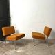 Paire de chauffeuses vintage orange 1970