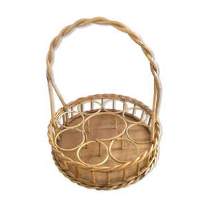 Porte-bouteilles vintage en osier