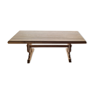 Old rectangular table in raw solid oak and aerogummed