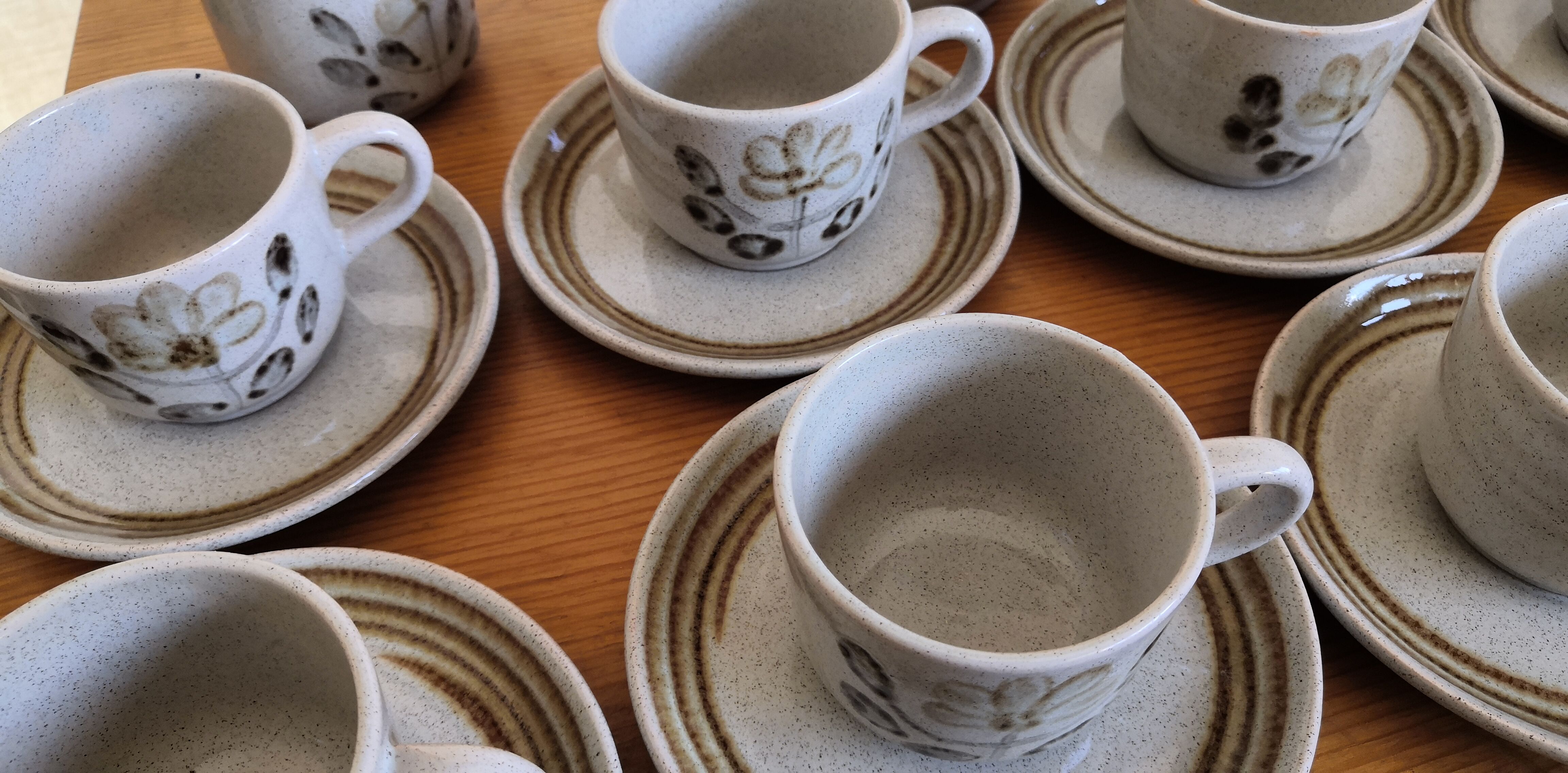 Service à café grès "Atelier d'art de Lorraine" Sarreguemines vintage