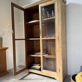 Glass cabinet or display case in pine 1950