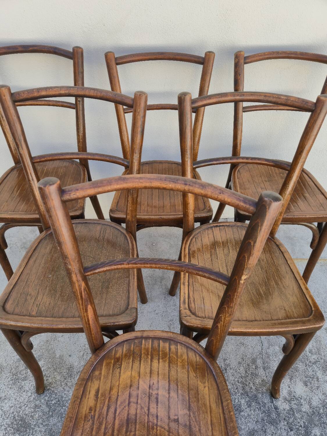 Serie de 6 chaises de bistrot signé Baumann bois courbée 1930s