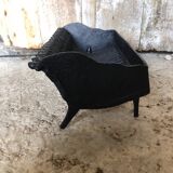 Old Vintage Black Cast Iron Fireplace