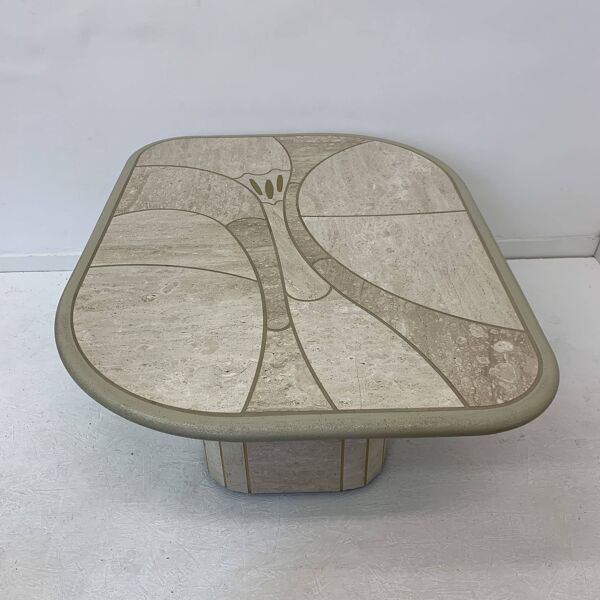 Table basse en travertin design milieu du siècle, années 1970