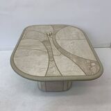 Table basse en travertin design milieu du siècle, années 1970