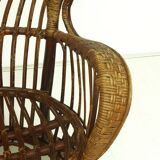 Vintage wicker lounge chair, italian 1950s