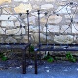 Pair of wrought iron benches