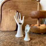 Pair of hand vases in white earthenware