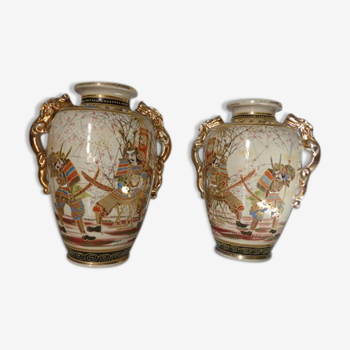 Paire de vases en faïence de satsuma japon époque Meiji