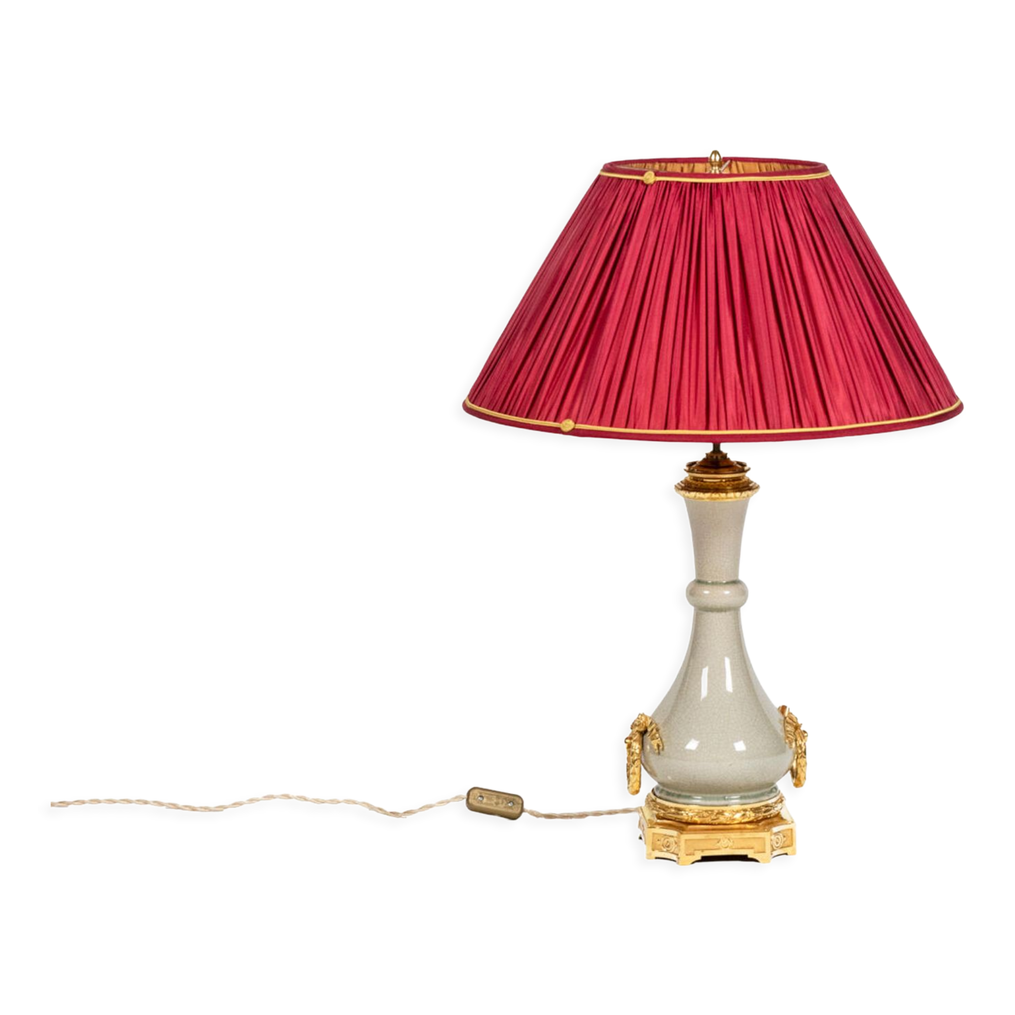 Lamp in bronze and celadon porcelain, circa 1880