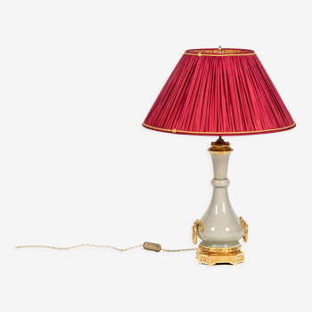 Lampe en bronze et porcelaine céladon, circa 1880